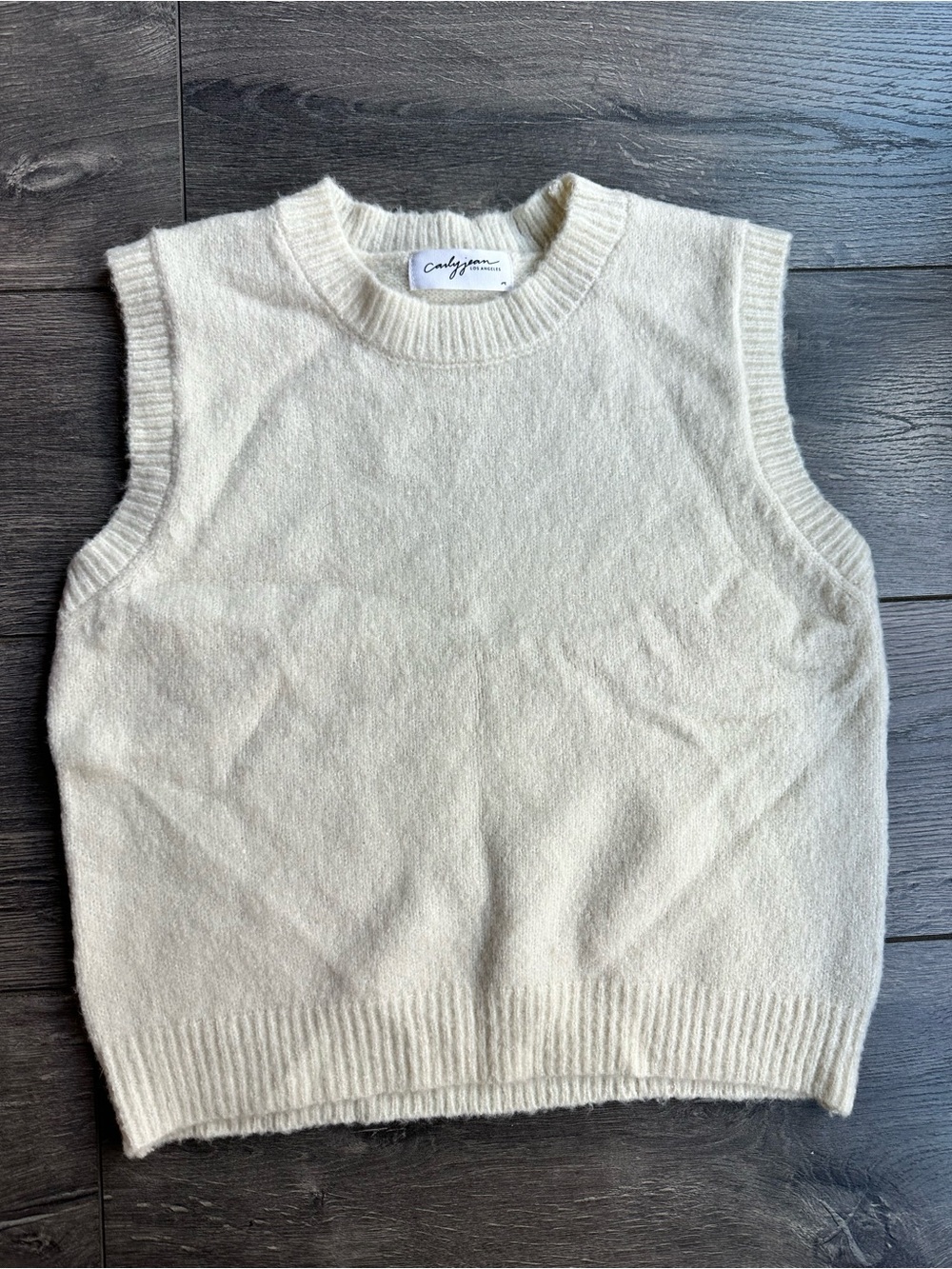 Carly Jean Los Angeles Cream Sleeveless Knit Vest